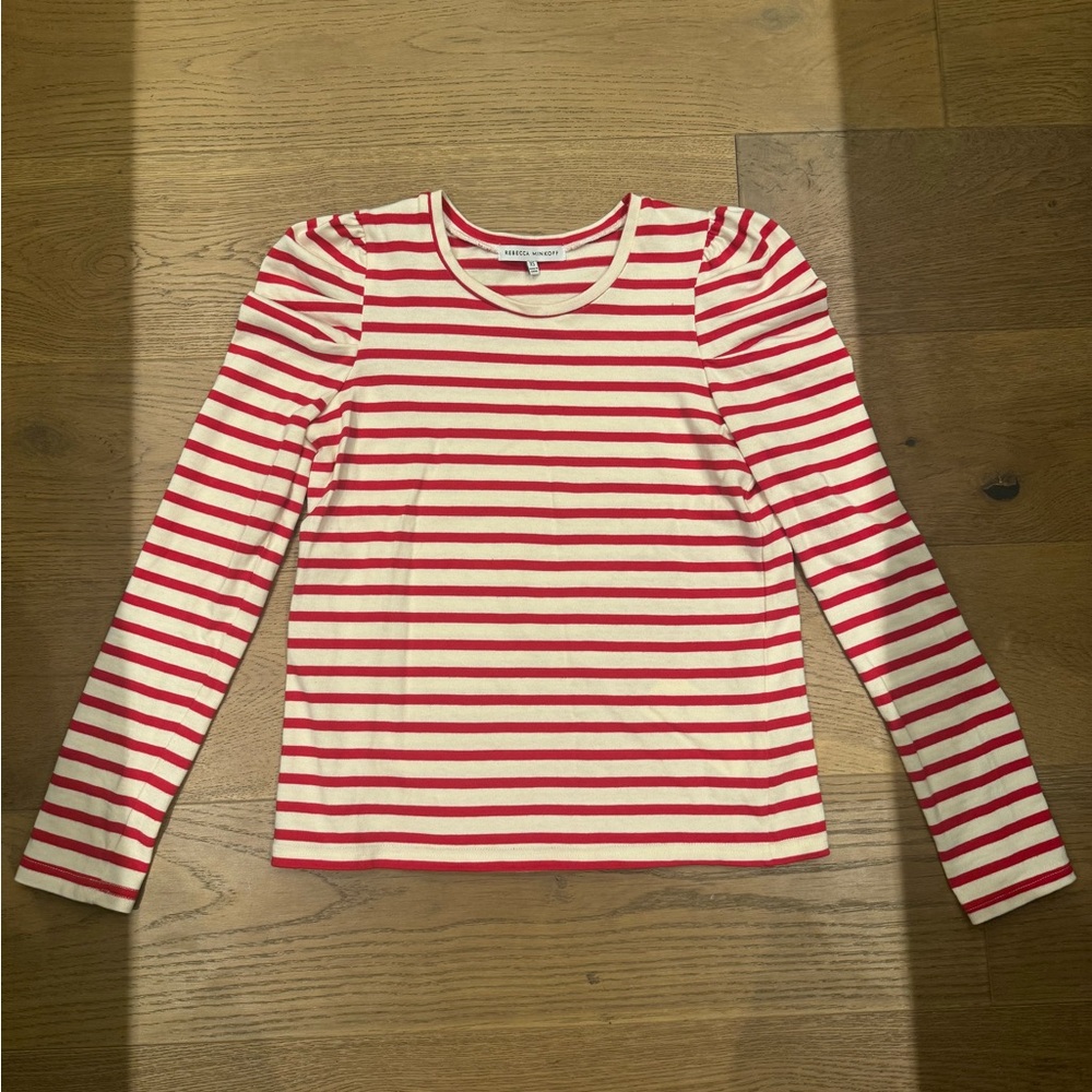 Rebecca Minkoff Red and White Striped Long Sleeve Top